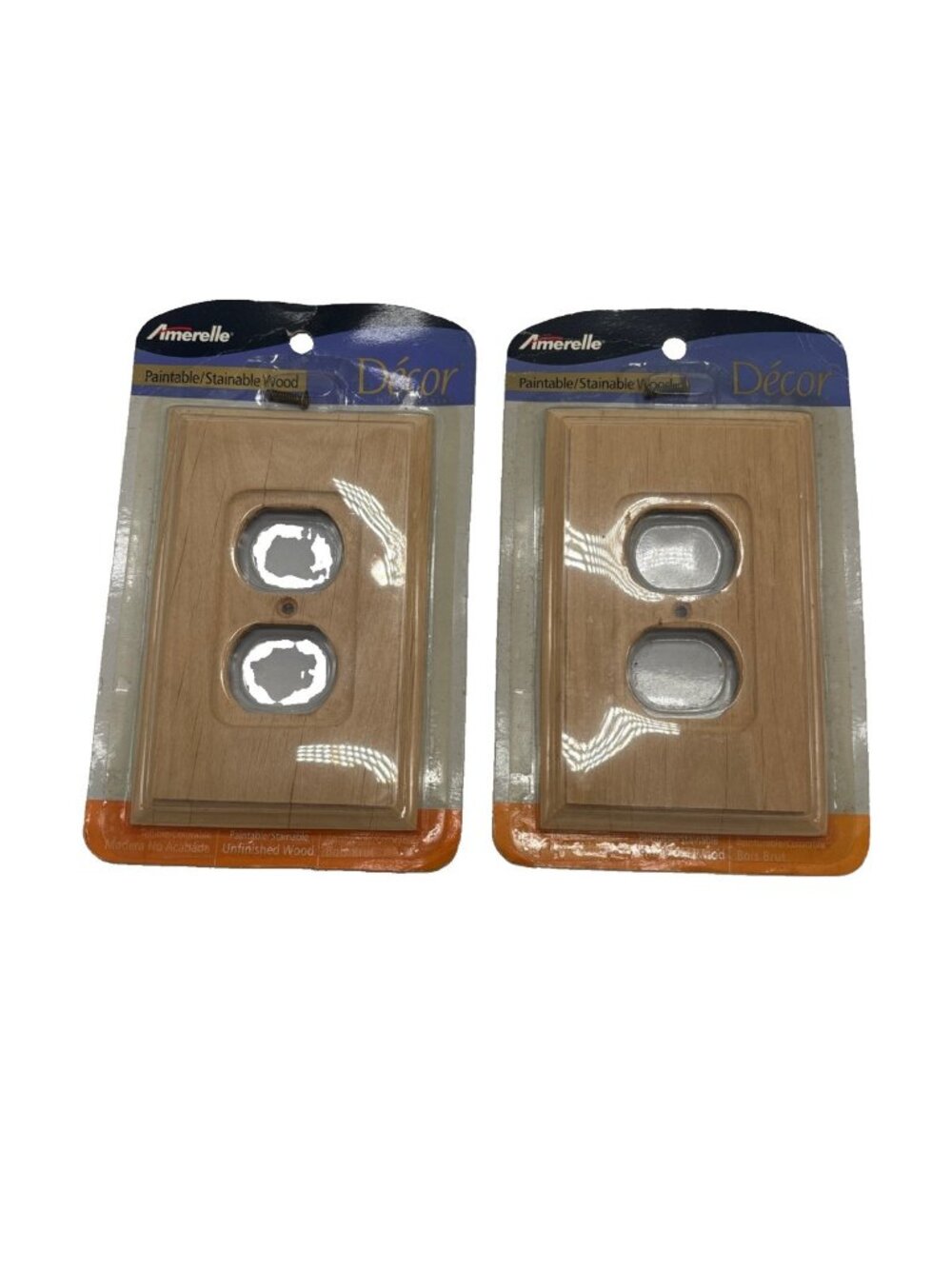 Set Of 2 - Amerelle Baker Alder Unfinished Wood Outlet Covers Wallplate